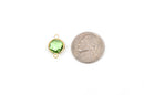 1 Round Circle Gold Brass Connector Link Charm, faceted Periwinkle PERIDOT GREEN Glass, 16x10mm, 5/8" long August Birthstone, chg0248