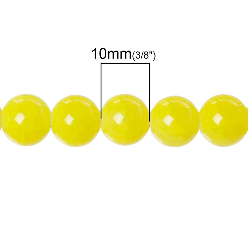 10mm LEMON YELLOW Round Crackle Glass Beads, double strand, about 84 beads bgl1129