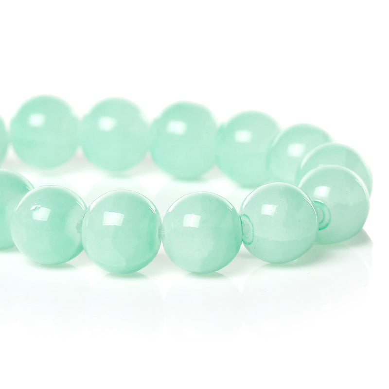 10mm Pastel MINT GREEN Round Crackle Glass Beads, double strand, about 84 beads bgl1133