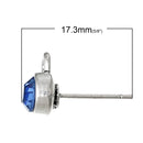 10 Rhinestone Earring Post Components, 6mm SAPPHIRE BLUE Stones, loop for hanging charms or beads (5 pairs) fin0394