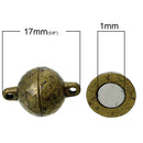 2 Bronze Metal Magnetic Ball Clasps, 11mm  fcl0126