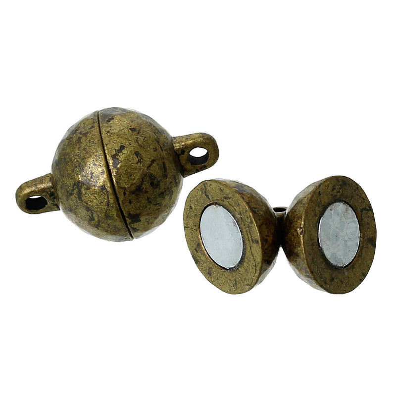 2 Bronze Metal Magnetic Ball Clasps, 11mm  fcl0126
