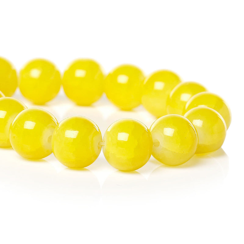 10mm LEMON YELLOW Round Crackle Glass Beads, double strand, about 84 beads bgl1129