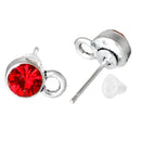 10 Rhinestone Earring Post Components, 6mm RED Stones, loop for hanging charms or beads (5 pairs) fin0393