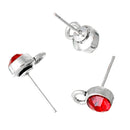 10 Rhinestone Earring Post Components, 6mm RED Stones, loop for hanging charms or beads (5 pairs) fin0393