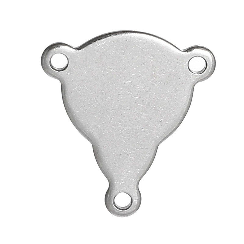 5 Stainless Steel Rosary Tri Piece Center Charms Stamping Blanks, 3-hole connector links, 18mm x 16mm, (5/8) msb0233