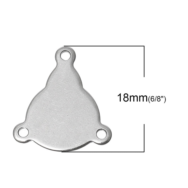 5 Stainless Steel Rosary Tri Piece Center Charms Stamping Blanks, 3-hole connector links, 18mm x 16mm, (5/8) msb0233