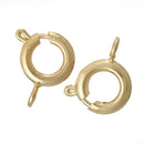 10 Gold Tone Spring Ring Clasps, 18k GOLD PLATED, 7mm diameter bolt lever, fcl0130