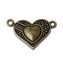 2 Bronze Metal Magnetic HEART Clasps, 1" long  fcl0129
