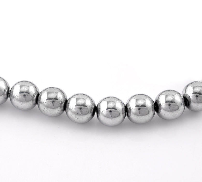 12mm Round Titanium Coated SILVER HEMATITE Gemstone Beads  ghe0079