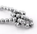 12mm Round Titanium Coated SILVER HEMATITE Gemstone Beads  ghe0079