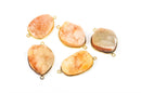 1 PEACH DRUZY Gemstone Connector Link, GOLD Plated Bezel, 1.5" long  gdz0051