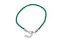 20 EMERALD GREEN Leatheroid Bracelet Braided Cords with Lobster Clasp . 8" long plus 2" extender chain fch0232