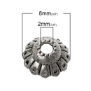 50 Antique Silver FLOWER Bead End Caps, fits 8mm beads, fin0434