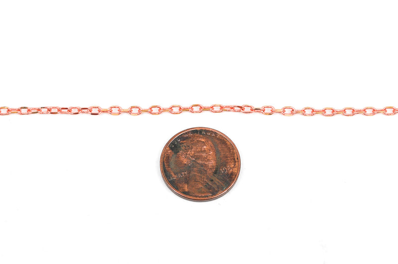 1 yard ROSE GOLD Copper Diamond Cut Cable Link Chain  fch0234a