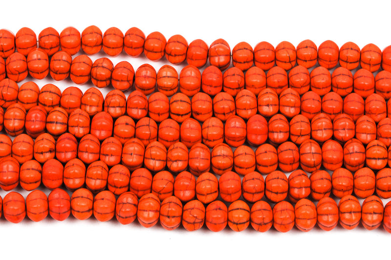 12mm Howlite PUMPKIN Beads, Orange, full strand, about 52 beads  how0361