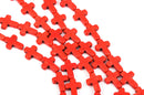 16x12mm Howlite CROSS Beads, RED ORANGE, full strand, about 25 beads  how0362