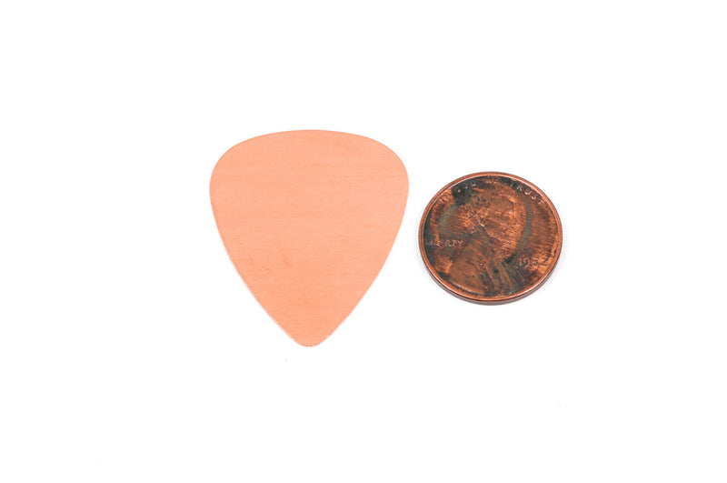 5 Copper Metal Stamping Blanks Charms 1-1/4" x 1" GUITAR PICK TAGS 24 gauge  msb0247