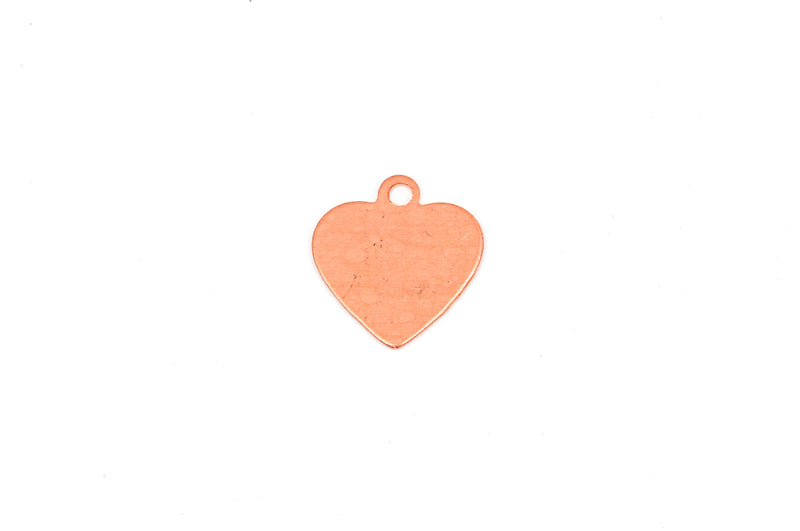 10 pcs Small HEART COPPER Metal Stamping Blanks Charms 1/2" (13mm) Tag 24 gauge msb0244