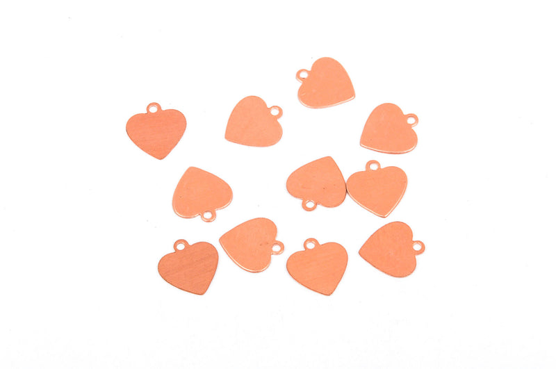 10 pcs Small HEART COPPER Metal Stamping Blanks Charms 1/2" (13mm) Tag 24 gauge msb0244