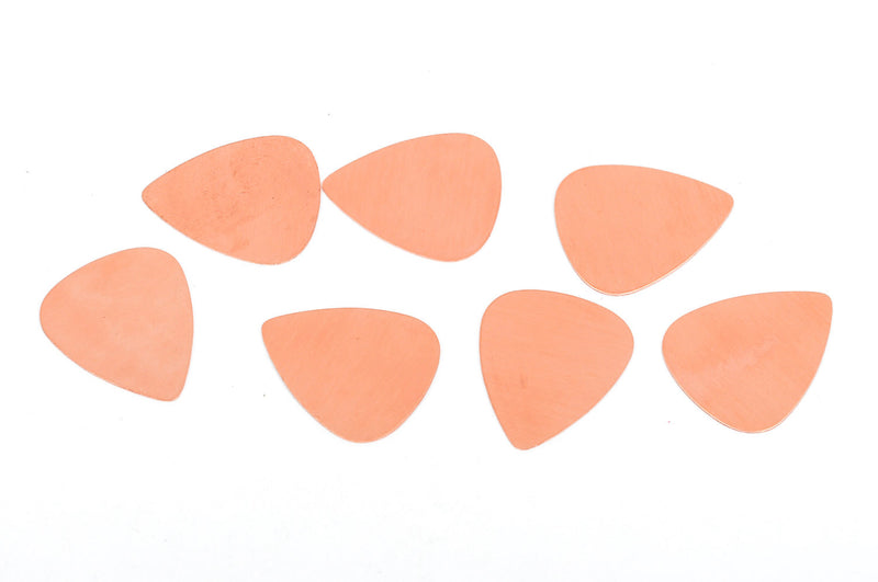 5 Copper Metal Stamping Blanks Charms 1-1/4" x 1" GUITAR PICK TAGS 24 gauge  msb0247