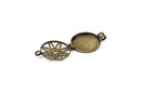 2 Bronze Metal Filigree Open LOCKET Perfume Diffuser Pendants, Flower Design,  1-1/4" diameter chb0319