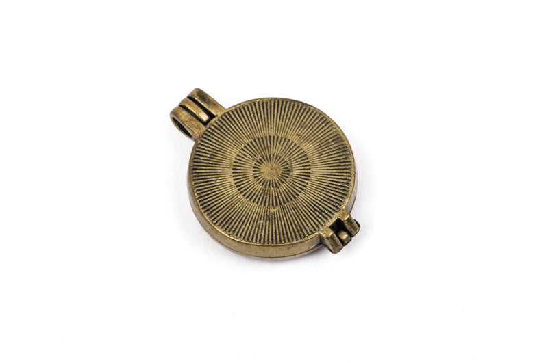 2 Bronze Metal Filigree Open LOCKET Perfume Diffuser Pendants, Flower Design,  1-1/4" diameter chb0319