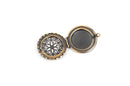 2 Antique Bronze Perfume Diffuser Round Picture Photo Frame Locket Pendants, filigree 39x26mm chb0322