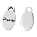 10 NAMASTE Oval Pewter Charm Pendants, Affirmation Quote Charms, Yoga Theme Charms, chs1749