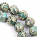 6mm AQUA TERRA JASPER Round Gemstone Beads, natural, mint green, tan, full strand gja0061