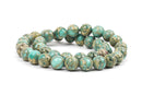 10mm AQUA TERRA JASPER Round Gemstone Beads, natural, mint green, tan, full strand gja0059