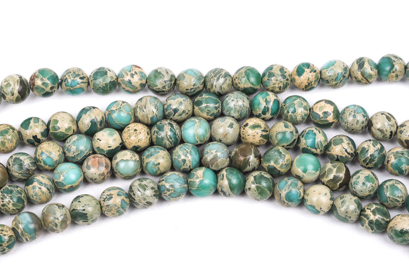 6mm AQUA TERRA JASPER Round Gemstone Beads, natural, mint green, tan, full strand gja0061
