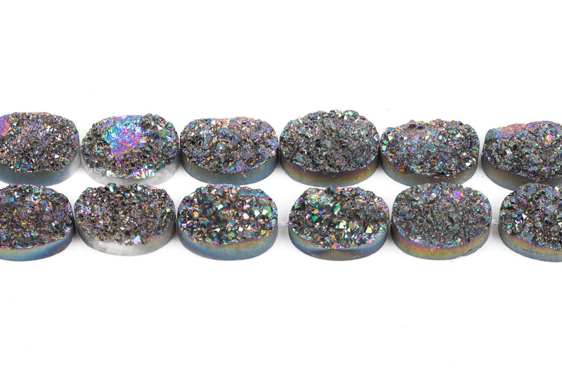 2 Mystic Rainbow AB Quartz DRUZY Drusy Pendant Beads, oval shape, natural gemstones, 20x15mm, gdz0139