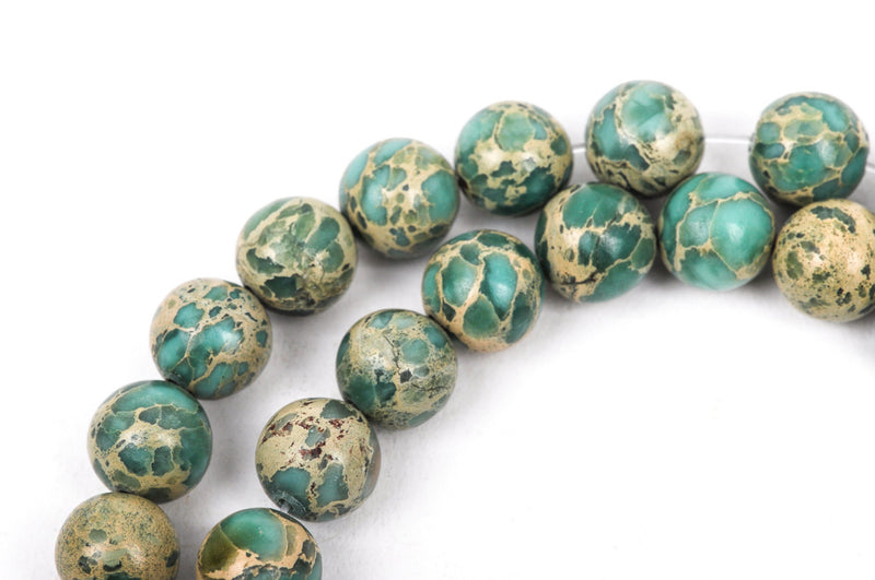 8mm AQUA TERRA JASPER Round Gemstone Beads, natural, mint green, tan, full strand gja0060