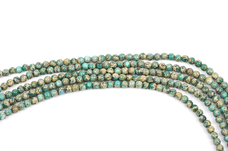 4mm AQUA TERRA JASPER Round Gemstone Beads, natural, mint green, tan, full strand gja0062