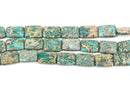 18x14mm AQUA TERRA JASPER Rectangle Gemstone Beads, natural, mint green, tan, full strand gja0064