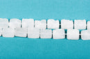 2 White Druzy Natural Quartz Rectangle Gemstone Beads, frosted, 18-19mm long x 14mm wide, gdz0073