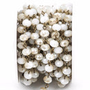 13 feet (4 meters) White Crystal Rondelle Rosary Chain, bronze, 8mm faceted rondelle glass beads, fch0239b