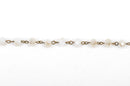 1 yard White Crystal Rondelle Rosary Chain, bronze, 8mm faceted rondelle glass beads, fch0239a