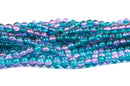6mm Pink and Turquoise Teal Blue Crackle Glass Round Beads, double strand, about 140 beads  bgl1136