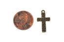 10 Bronze Hammered Cross Charms Pendants, 7/8" chb0323