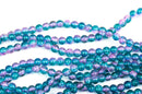 6mm Pink and Turquoise Teal Blue Crackle Glass Round Beads, double strand, about 140 beads  bgl1136