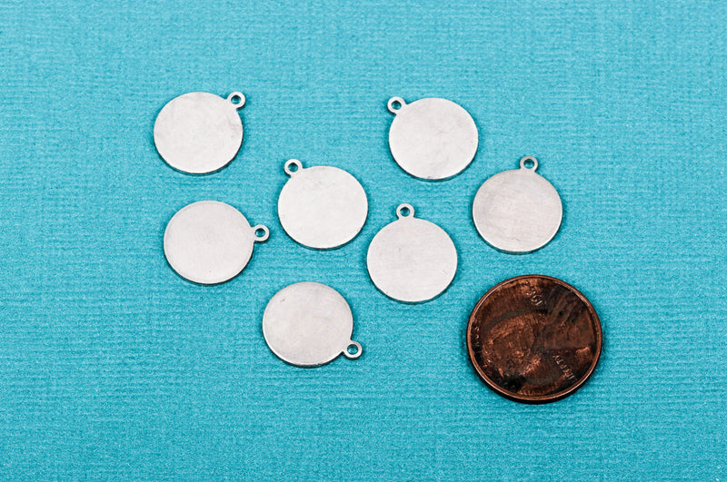 5 pcs CIRCLE TAG Shape Alkeme Metal Stamping Blanks Charms 1/2" (12.5mm), 18 gauge, non-tarnish, msb0241