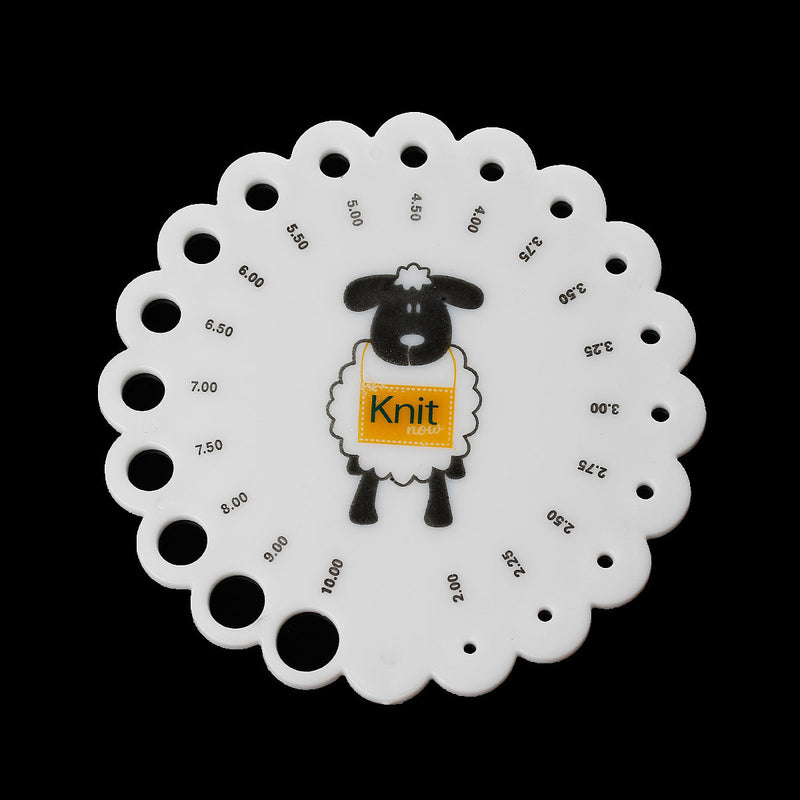 Knitting Needle Gauge Size Guide, sturdy acrylic with the holes sizes indicated, knt0017