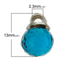 5 Crystal Dot Charm Drops, Caribbean CAPRI BLUE, 10mm, Silver Tone Metal Bail chs1762