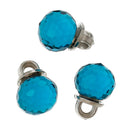 5 Crystal Dot Charm Drops, Caribbean CAPRI BLUE, 10mm, Silver Tone Metal Bail chs1762