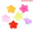 50 Small Frosted Acrylic FLOWER Lily Charm Beads mixed colors bac0106A