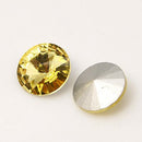 14mm Glass Crystal Rivoli Rhinestone Crystals, chaton, silver foil backing JONQUIL, 4 pcs.  cry0092