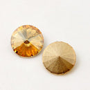 14mm Glass Crystal Rivoli Rhinestone Crystals, chaton, silver foil backing GOLDEN SHADOW, 4 pcs.  cry0080
