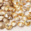 14mm Glass Crystal Rivoli Rhinestone Crystals, chaton, silver foil backing GOLDEN SHADOW, 4 pcs.  cry0080